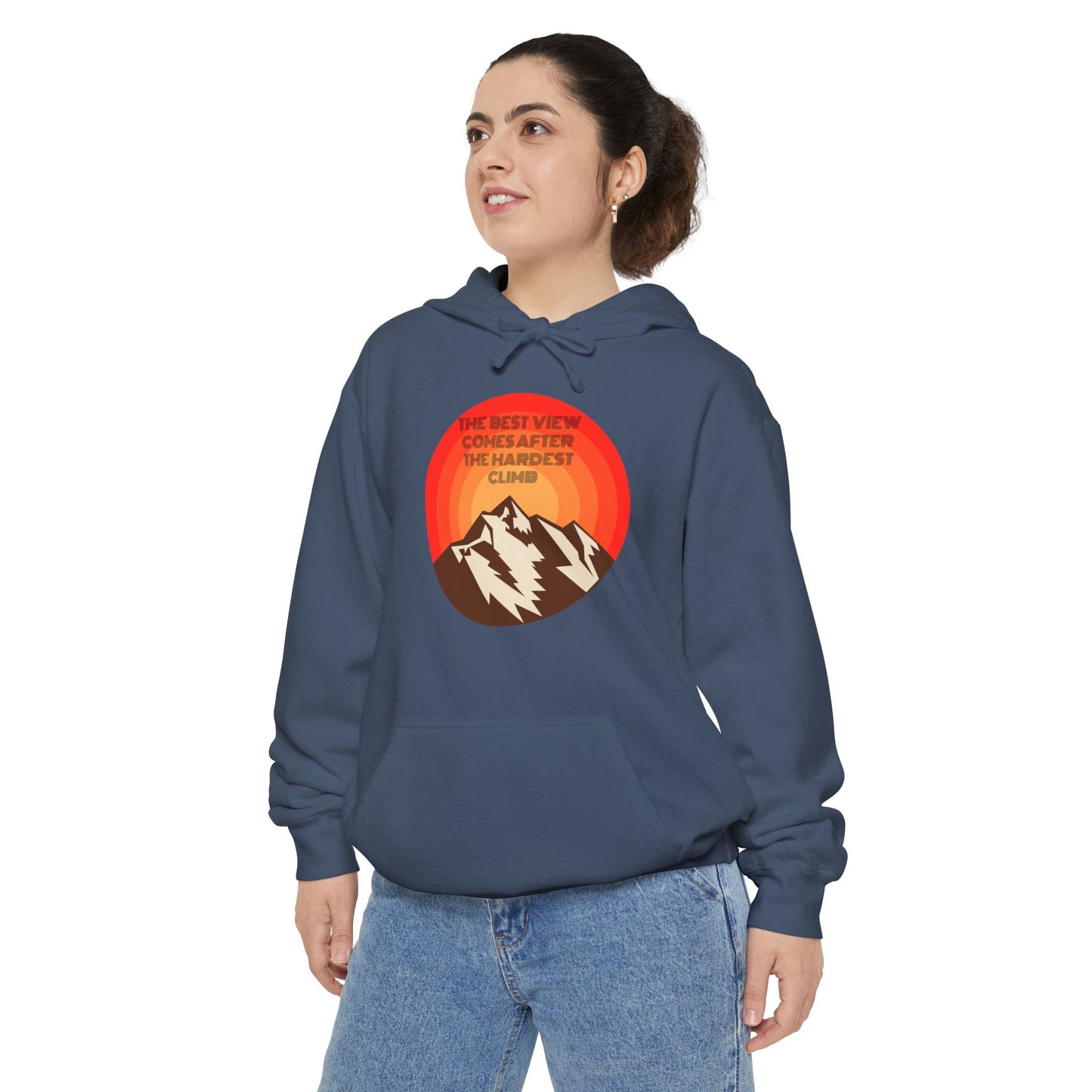 Adventure Awaits Hoodie - Unisex Garment-Dyed with Mountain Design